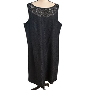 Trio New York Black Sleeveless Eyelet Lace Dress LBD Plus size 22
